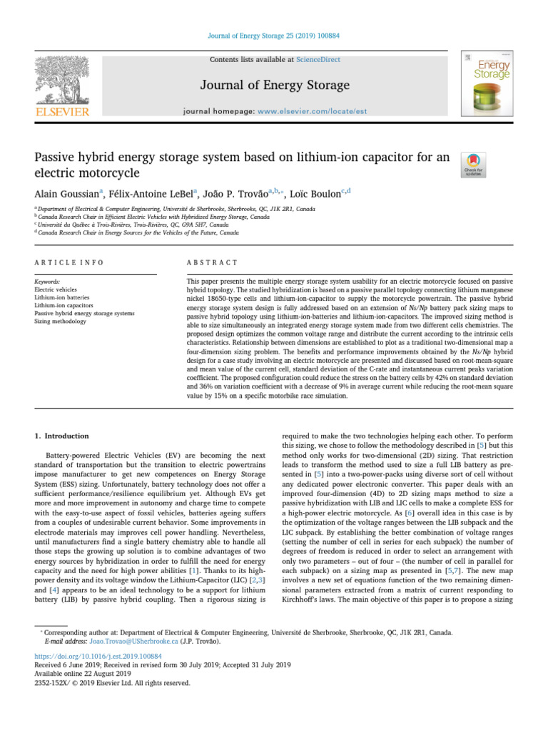Passive Hybrid Energy Storage System Based On Lithium-Ion Capacitor For ...