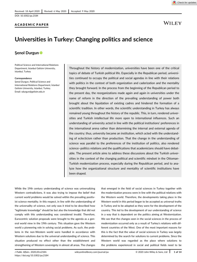Turkish Universities: Politics and Science | PDF | Turkey | Science