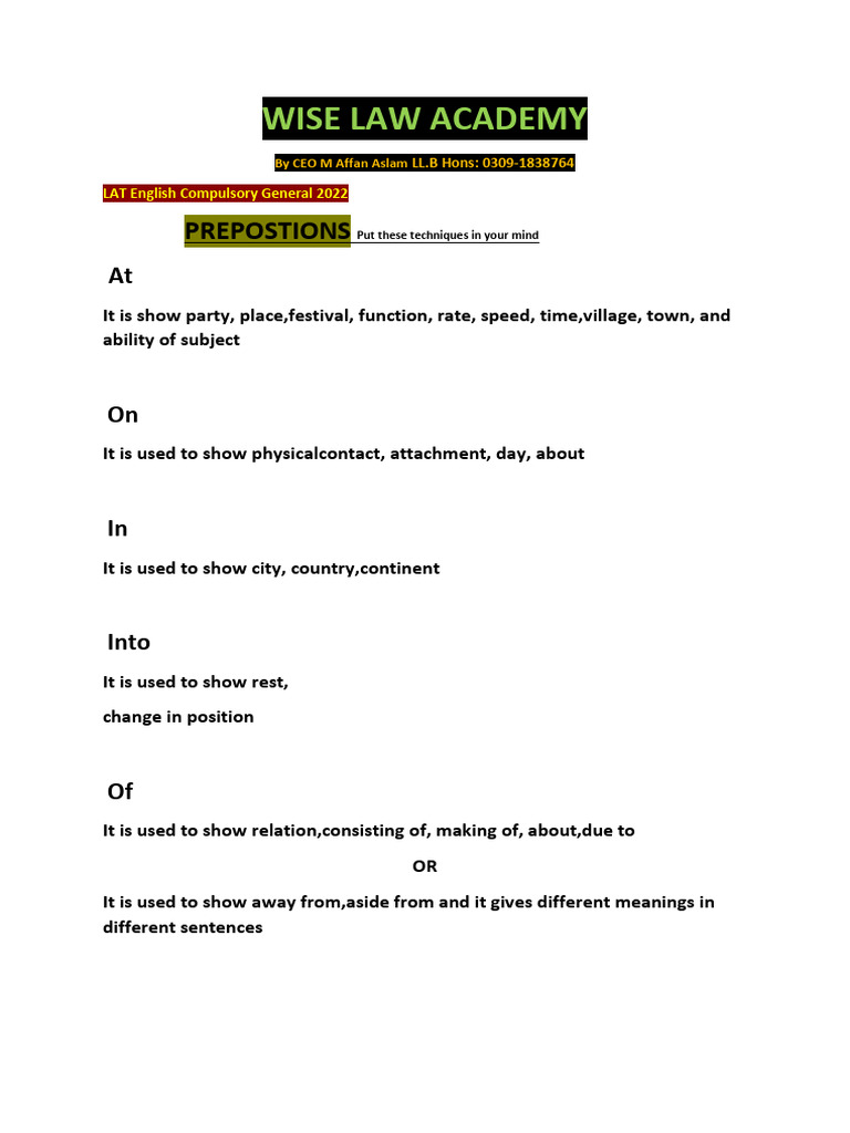 Mastering English Prepositions Guide | PDF
