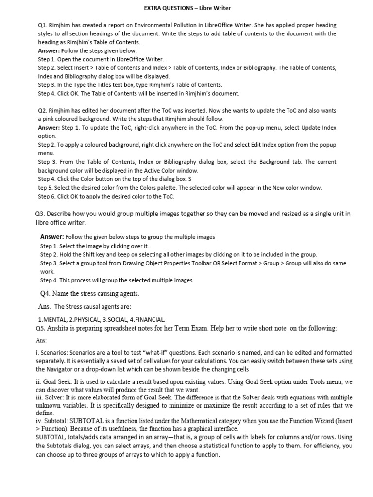 Extra questions | PDF | Spreadsheet | Software