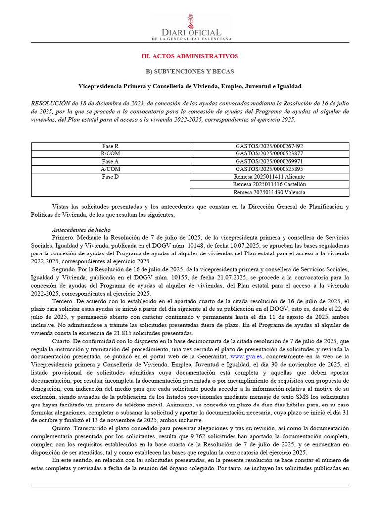 Ayudas al Alquiler 2025 en Valencia | PDF | Esfera pública | Justicia