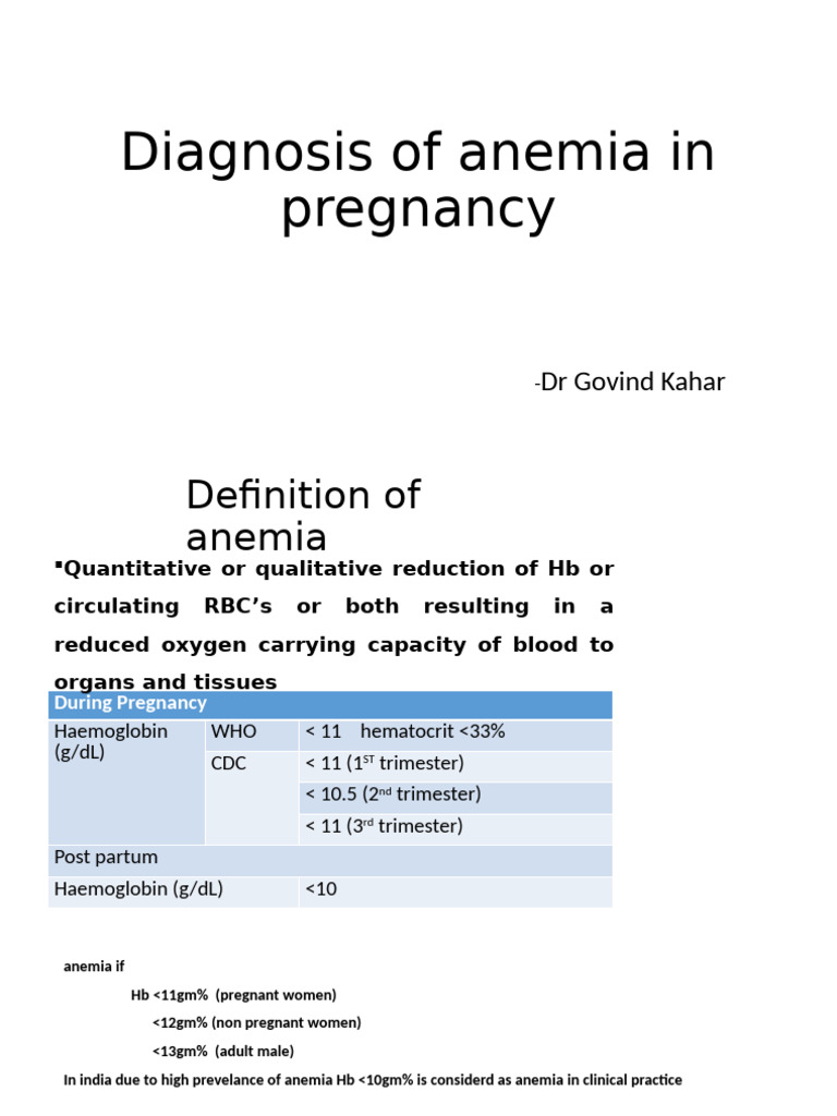 Anemia Diagnosis in Pregnancy Guide | PDF | Anemia | Red Blood Cell