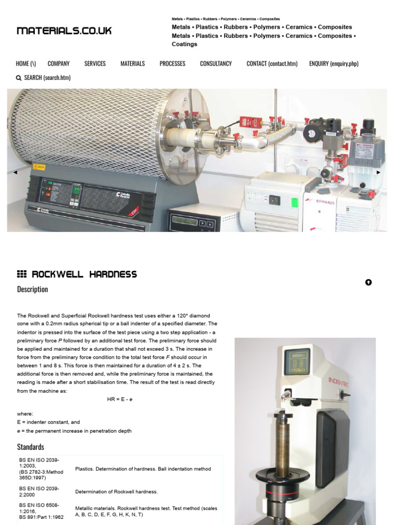 Metallurgical Consultancy - Rockwell Hardness | PDF | Hardness ...