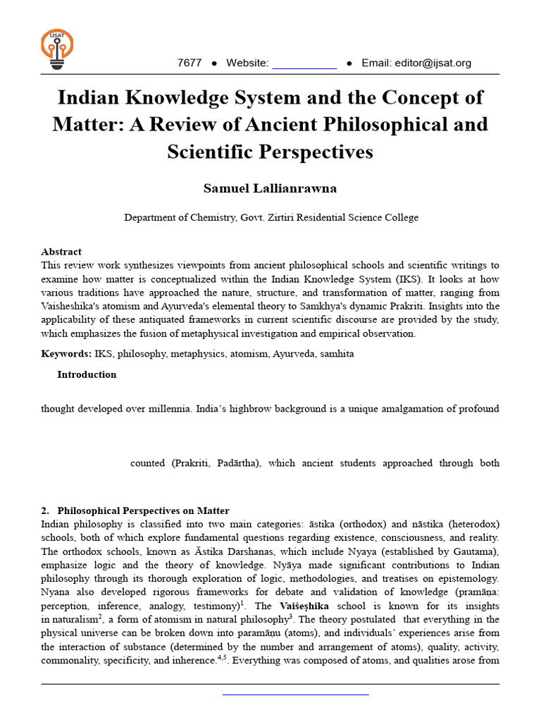 Indian Knowledge System on Matter Review | PDF | Vedanta | Brahman