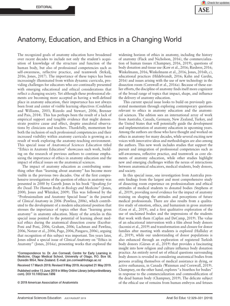 Ethics in Anatomy Education Insights | PDF | Anatomy | Medicine