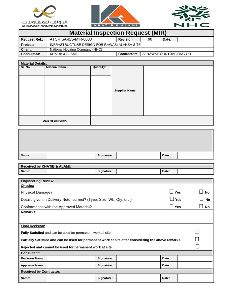 Material Inspection Request Form | PDF