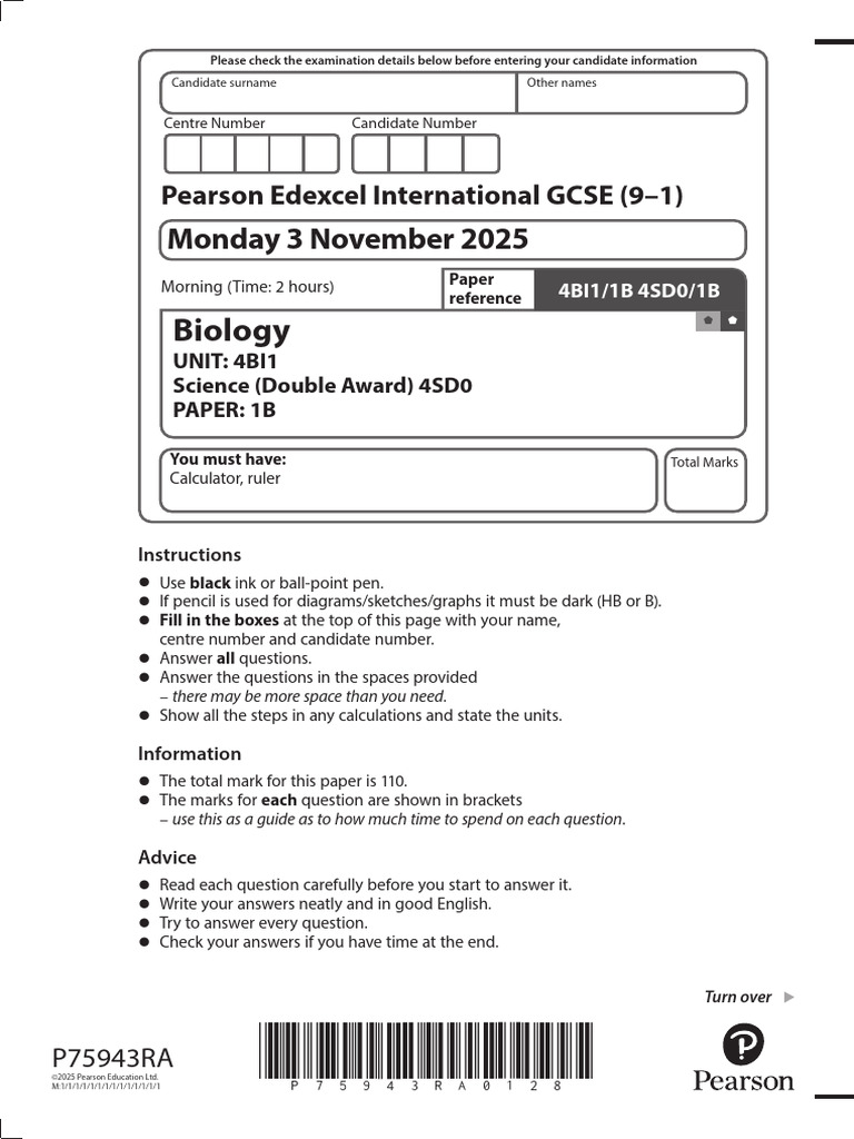 Edexcel IGCSE Biology Exam Paper 2025 | PDF