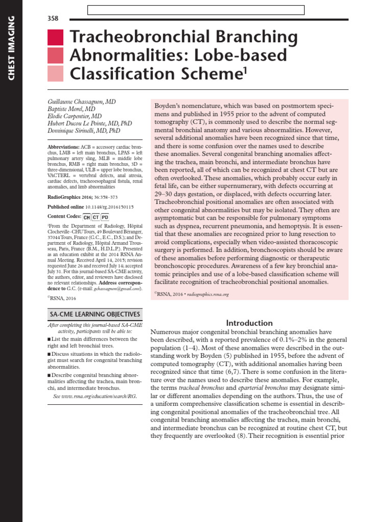 Tracheobronchial Branching Abnormalities- Lobe-based Classification ...