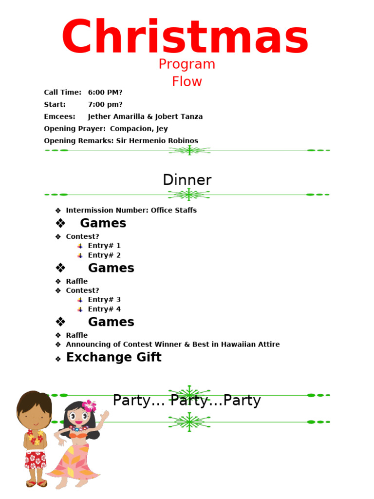 Christmas Program Schedule and Activities | PDF