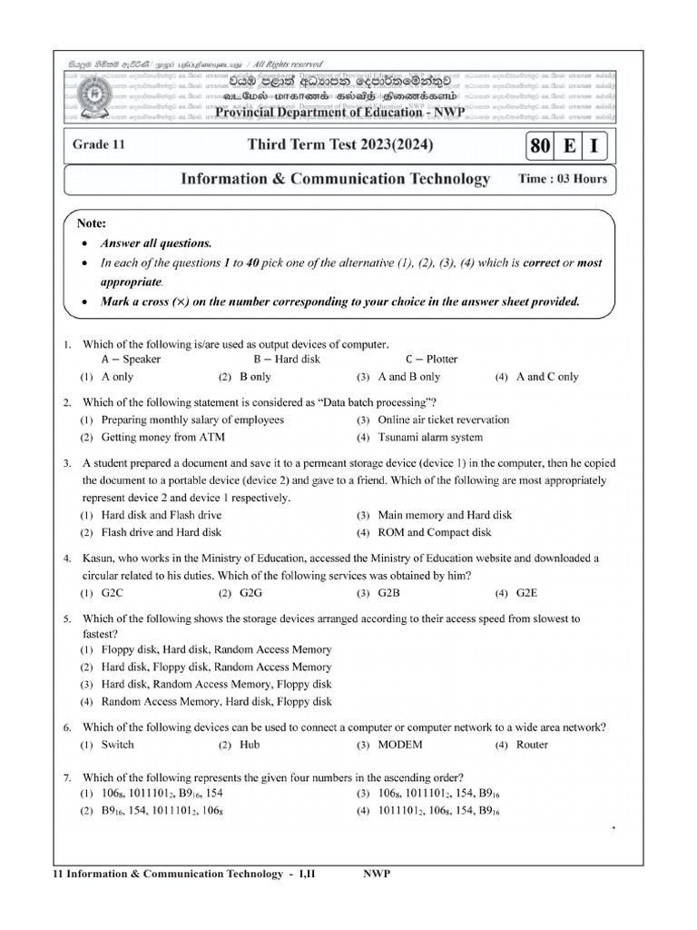 Grade 11 ICT (E) | PDF