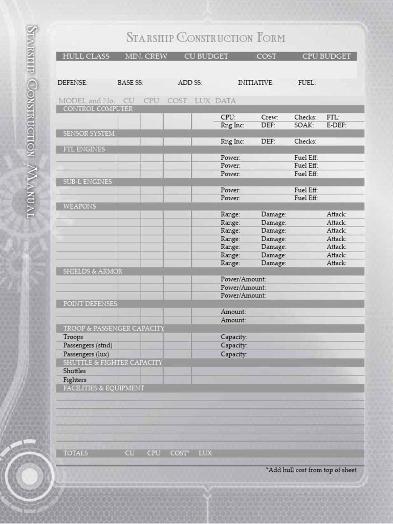 Starship Construction Manual Guide | PDF