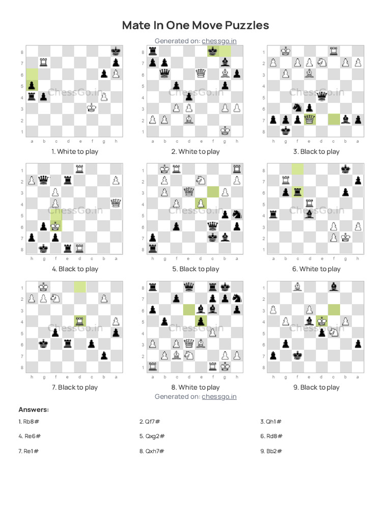 Chess Mate in One Move Puzzles | PDF | Chess Theory | Chess