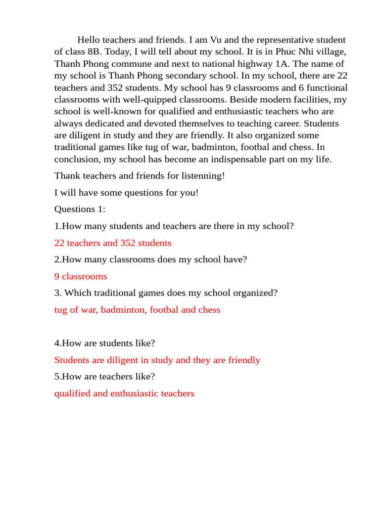 Hello Teachers and Friends | PDF