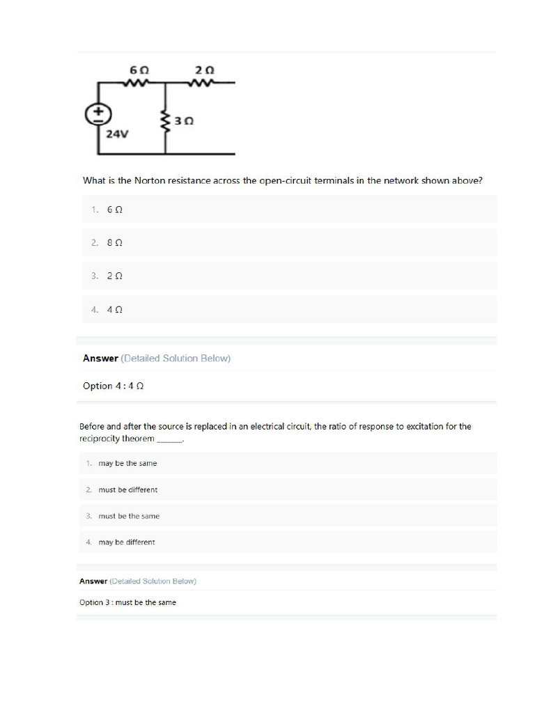 Simple Circuit Solution Using Network Theorems DPP3 | PDF