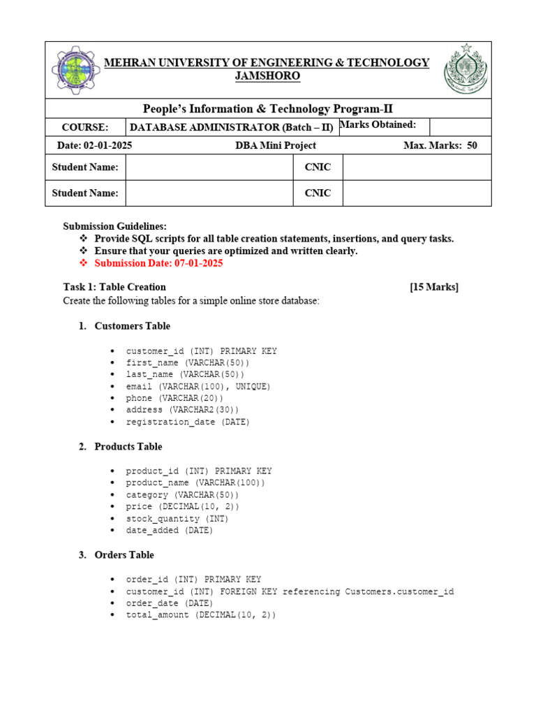 Database Admin Project Guidelines | PDF | Computing | Information ...