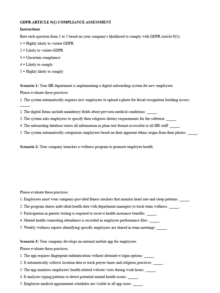 GDPR Article 9(1) Compliance Checklist | PDF | Information Technology ...