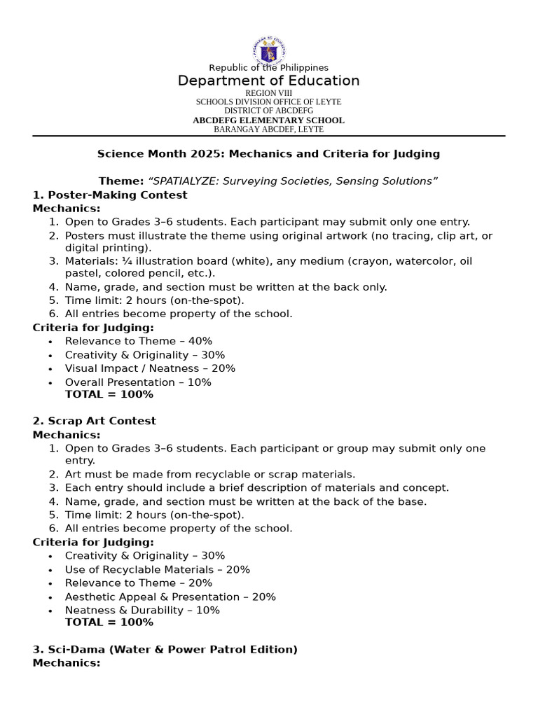 Science Month 2025 Contest Guidelines | PDF | Cognitive Science | Cognition