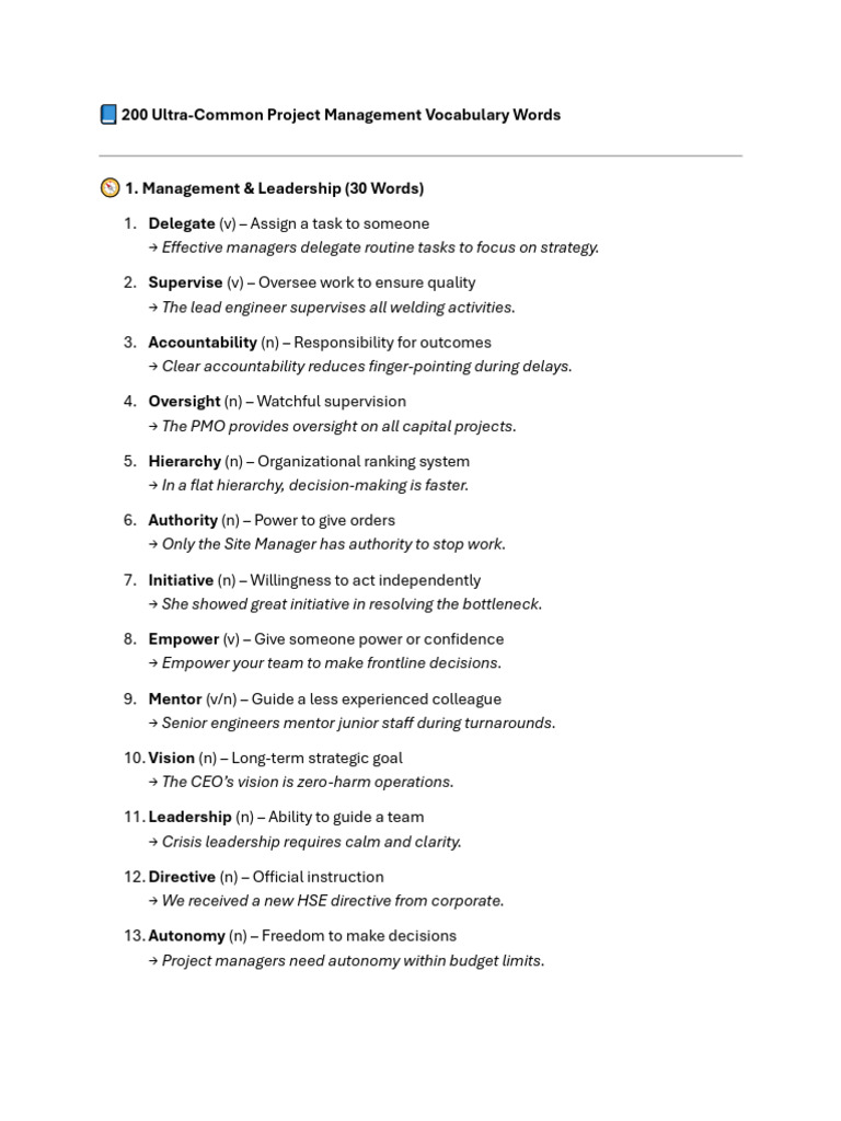 Essential Project Management Vocabulary | PDF | Economies | Business