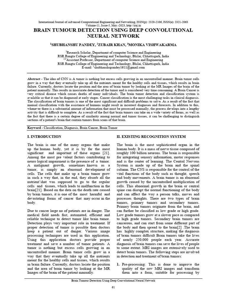 Brain Tumor Detection with CNN Techniques | PDF | Brain Tumor | Brain