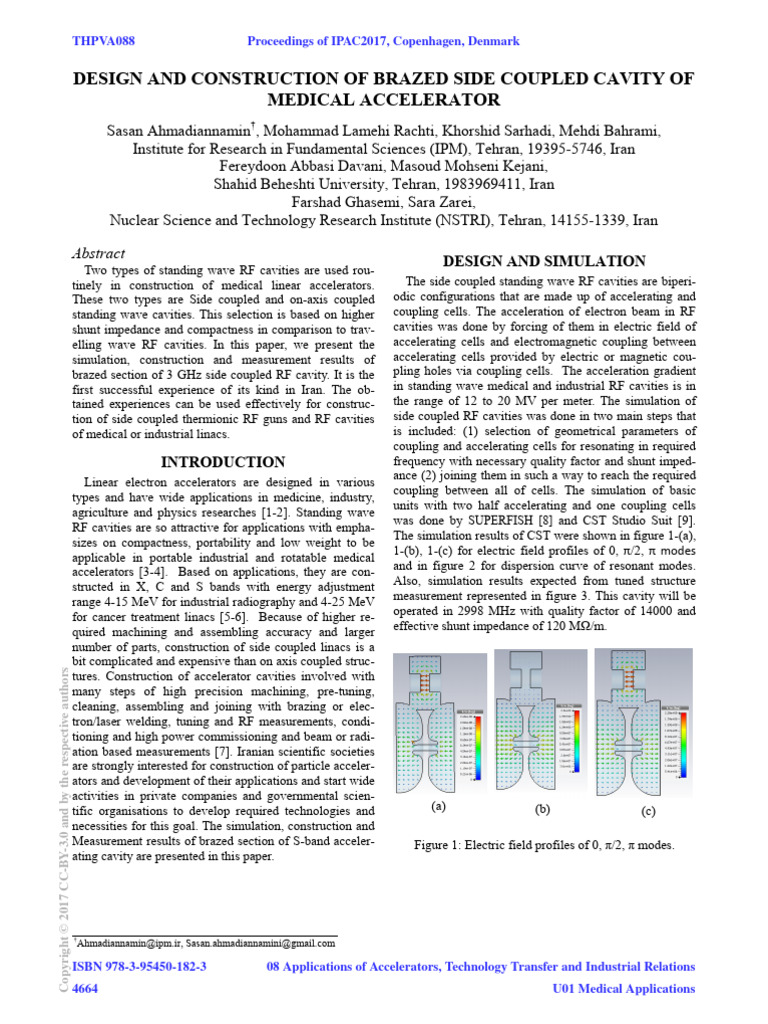 Brazed RF Cavity Design for Medical Accelerators | PDF | Particle ...