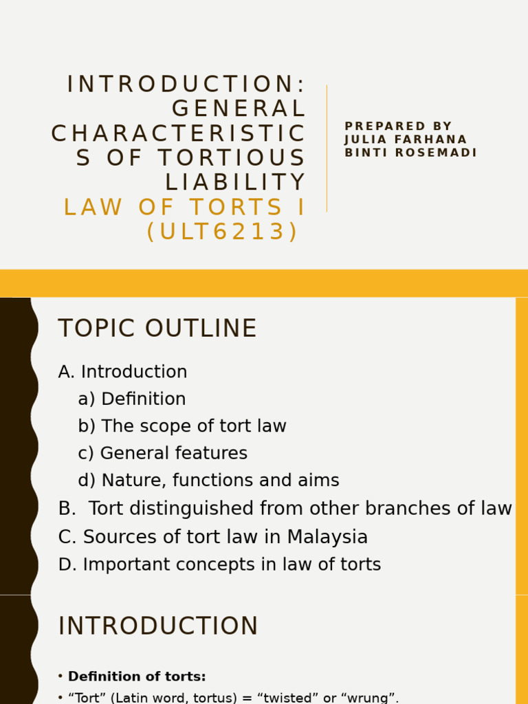 Overview of Tortious Liability Law | PDF | Tort | Damages