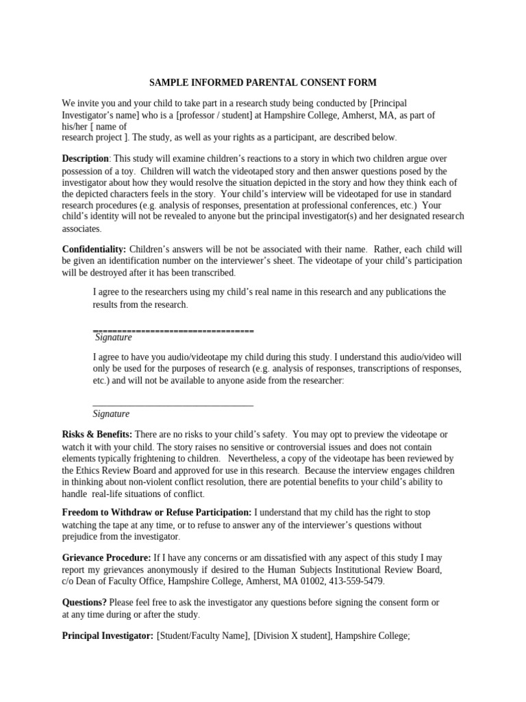 Informed Consent for Child Research Study | PDF | Social Psychology