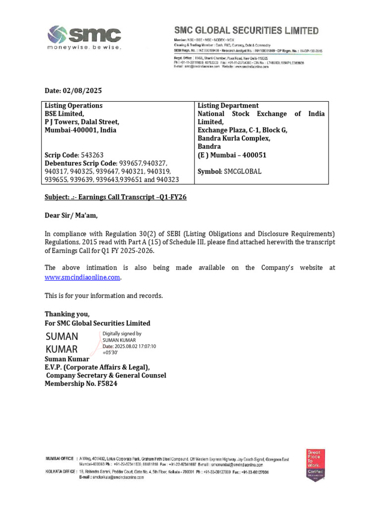 Q1 FY26 Earnings Call Transcript Summary | PDF | Insurance ...