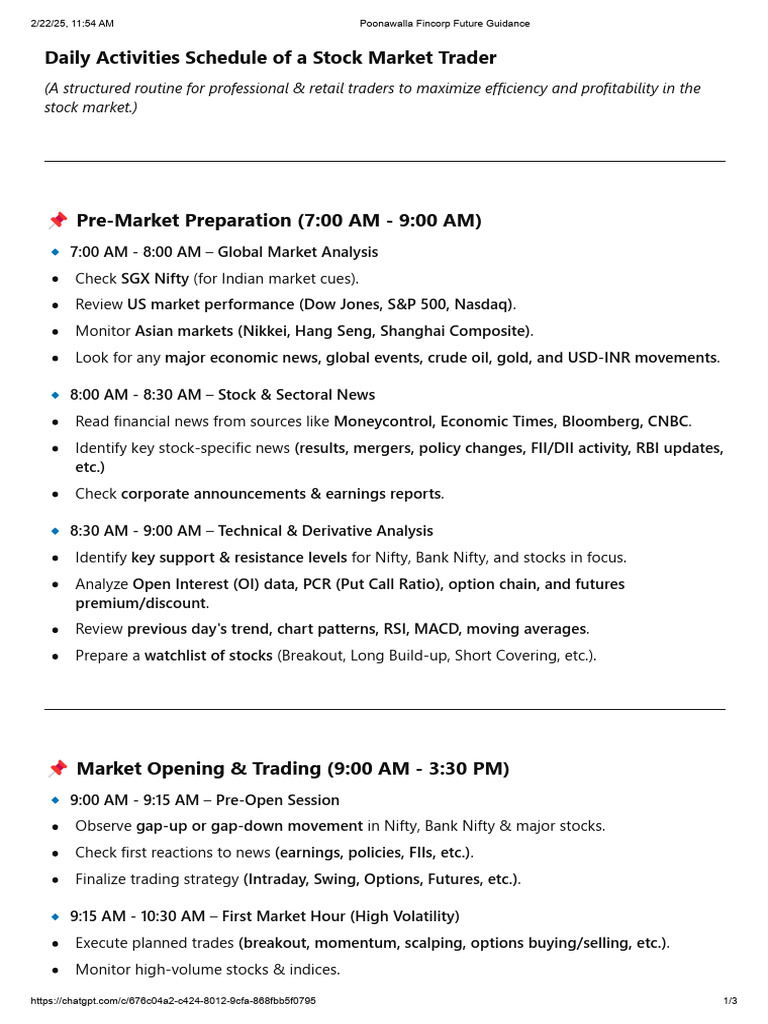 Stock Trader Daily Activity Schedule | PDF | Day Trading | Financial ...