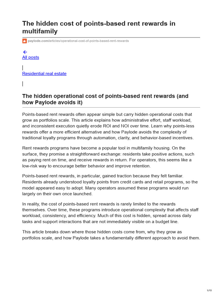The hidden operational cost of points-based rent rewards (and how ...