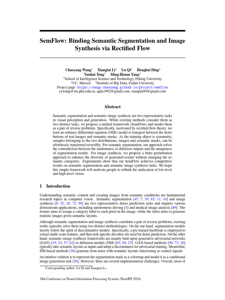 SemFlow: Unified Semantic Segmentation & Synthesis | PDF | Image ...