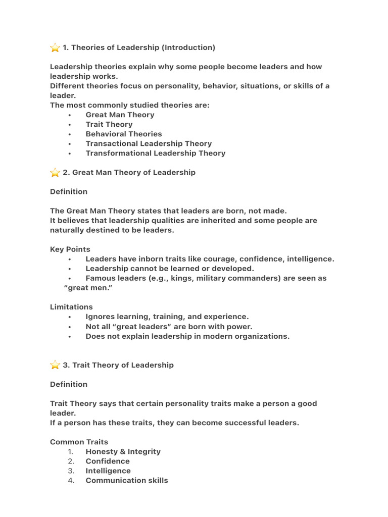 Leadership Theories and Practices Explained | PDF | Leadership ...