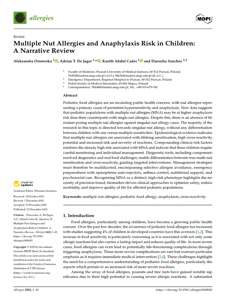 Multiple Nut Allergies in Children: Anaphylaxis Risk | PDF | Allergy ...