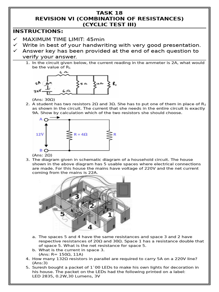 Circuit Resistance Calculations Guide | PDF | Resistor | Voltage