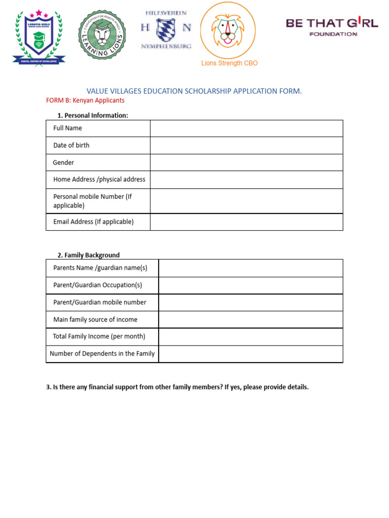 Value Villages Education Scholarship Application Form v4_2026 (3) | PDF