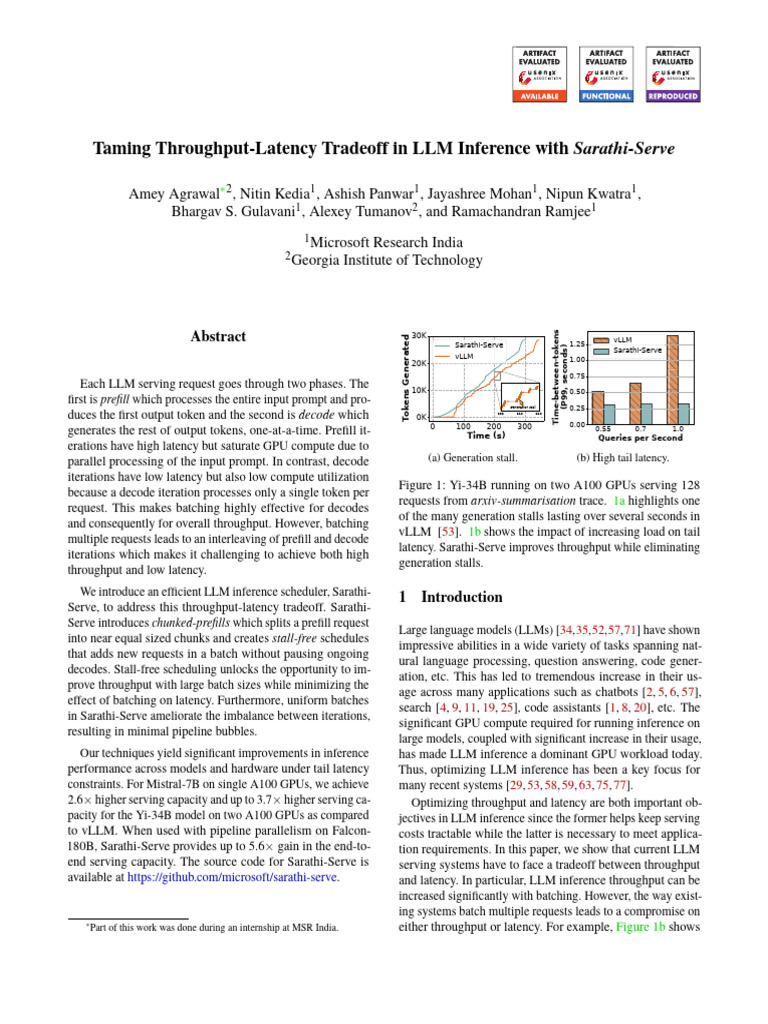 Optimizing LLM Inference with Sarathi-Serve | PDF | Graphics Processing ...
