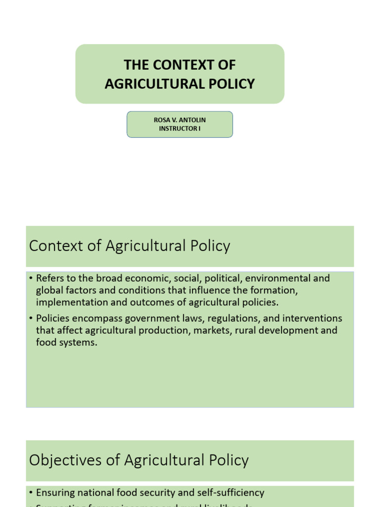 Agricultural Policy Context and Challenges | PDF | Agricultural Policy ...