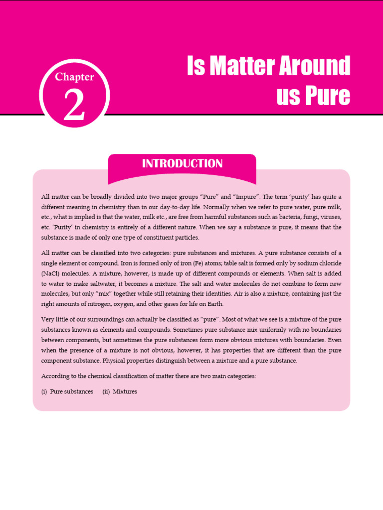 Understanding Pure and Impure Matter | PDF | Distillation | Mixture