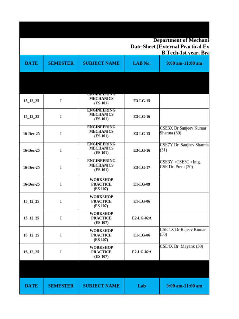 External Practical Exam Schedule 2025 | PDF | Vocational Education ...