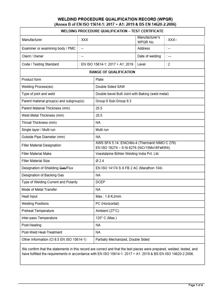 Sample PQR | PDF | Welding | Construction
