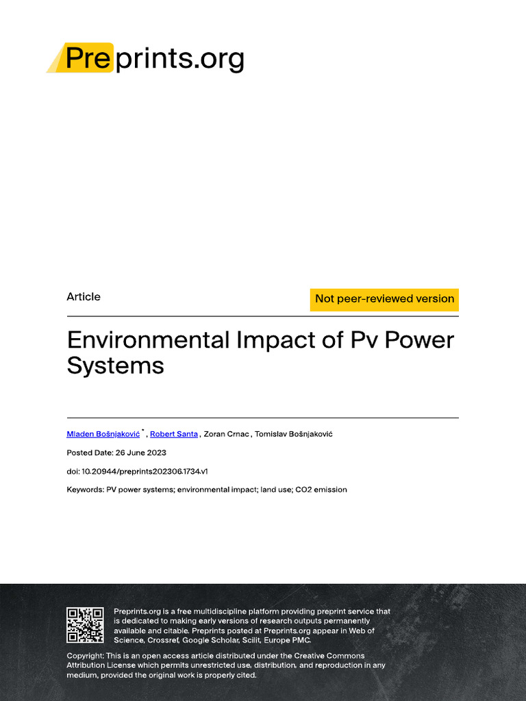 Environmental Impact of PV Systems | PDF | Photovoltaics | Solar Power