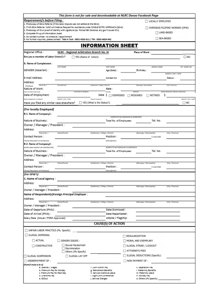 NLRC Filing Requirements Guide | PDF | Salary | Industrial Relations