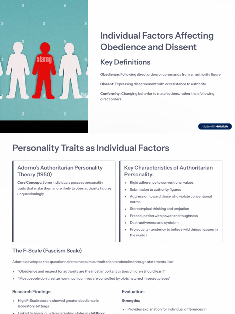 Individual Factors Affecting Obedience and Dissent | PDF | Social ...