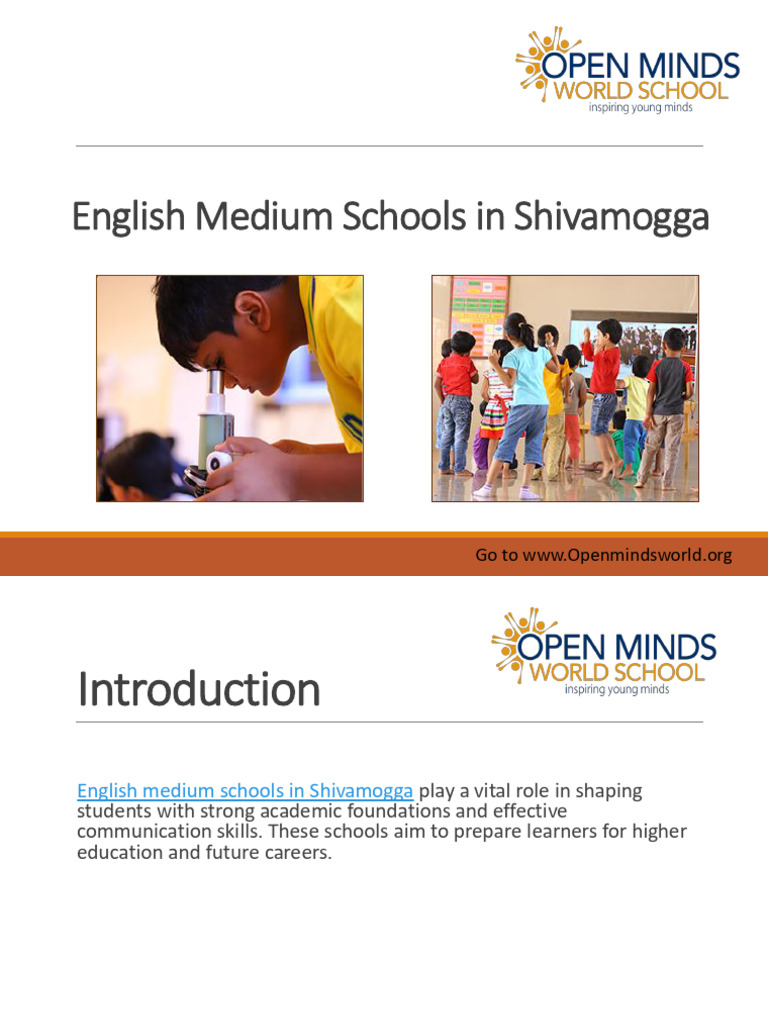 English Medium Schools in Shivamogga | Open minds world School | PDF ...