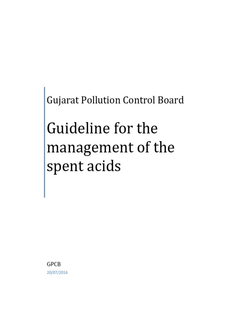 Gujarat Spent Acid Management Guidelines | PDF | Waste Management ...