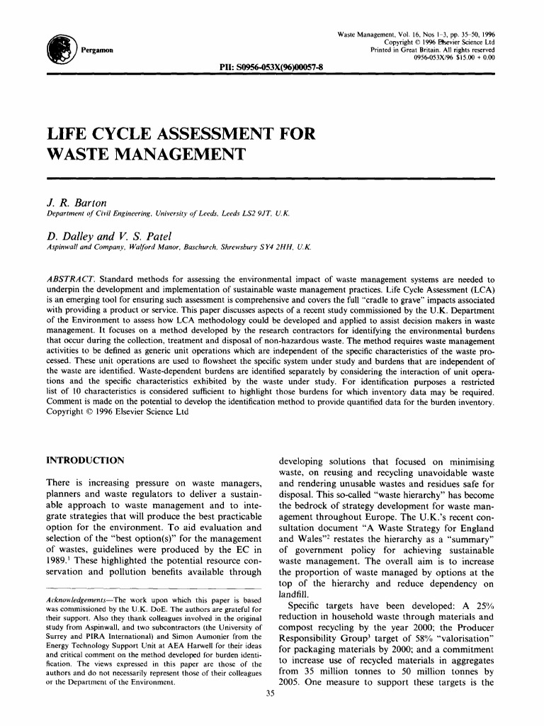 Download 2 | PDF | Life Cycle Assessment | Waste Management