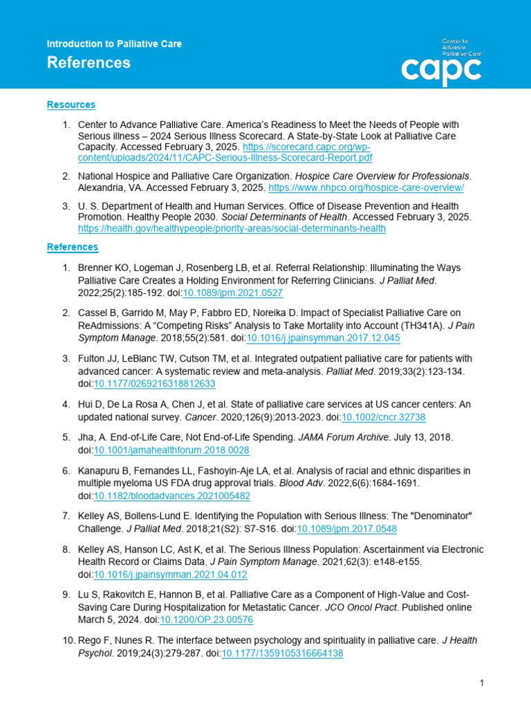 Course References Introduction to Palliative Care | PDF | Palliative ...