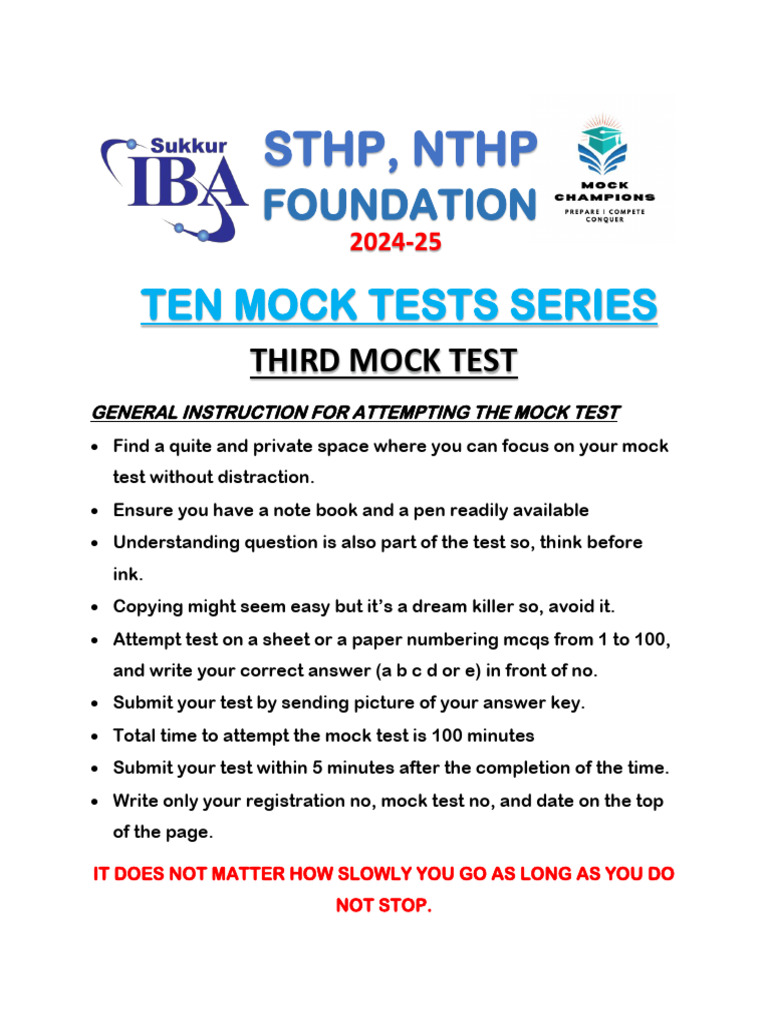 Third Mock Test NSF | PDF | Numbers | Elementary Mathematics