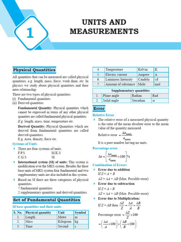 Units and Measurements in Physics | PDF | International System Of Units ...