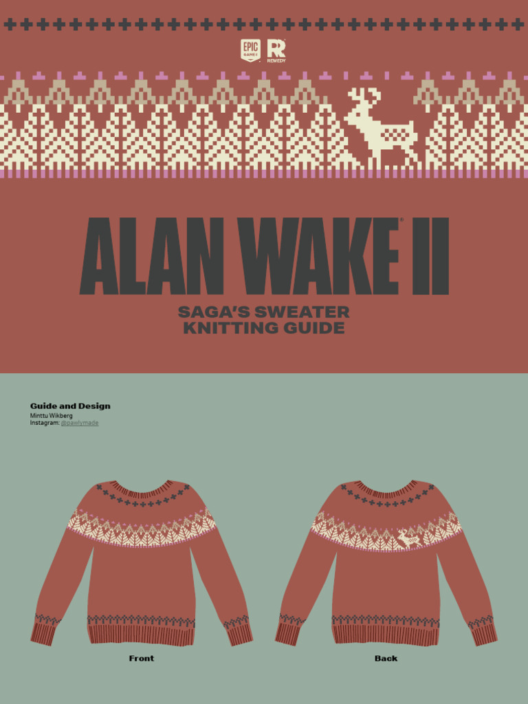 Alan Wake 2 pattern to knit Saga sweater | PDF | Knitting | Knitting Needle