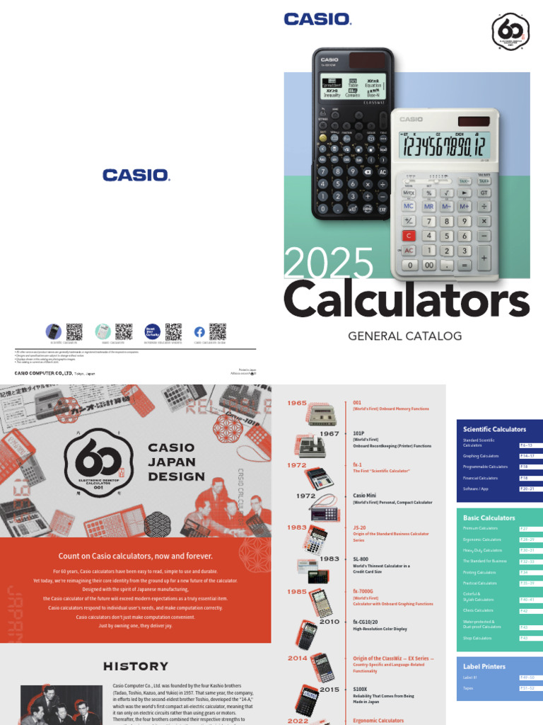 Casio Calculator Product Catalog 2025 | PDF | Calculator | Function ...